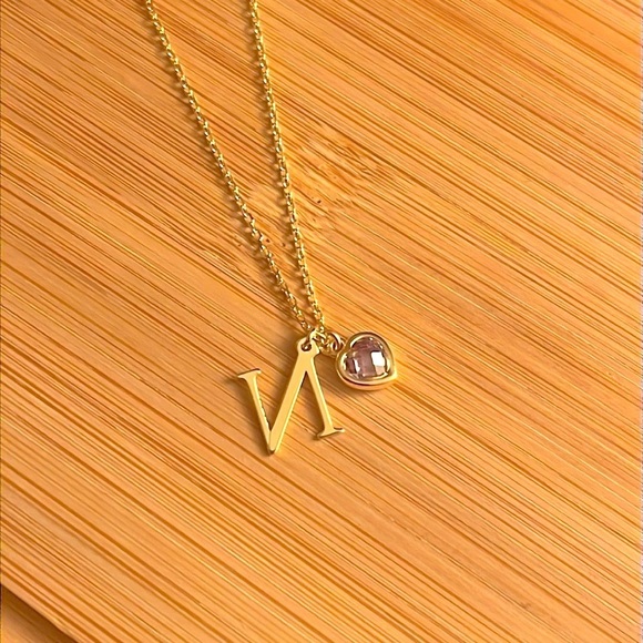 Brand New 14K Gold Plated Sterling Silver Monogram "N" Necklace Alexandrite Gem - Picture 11 of 13